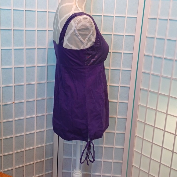 NEW! Rusty Brand Detailed tank top purple with silver (5305) - Picture 4 of 7